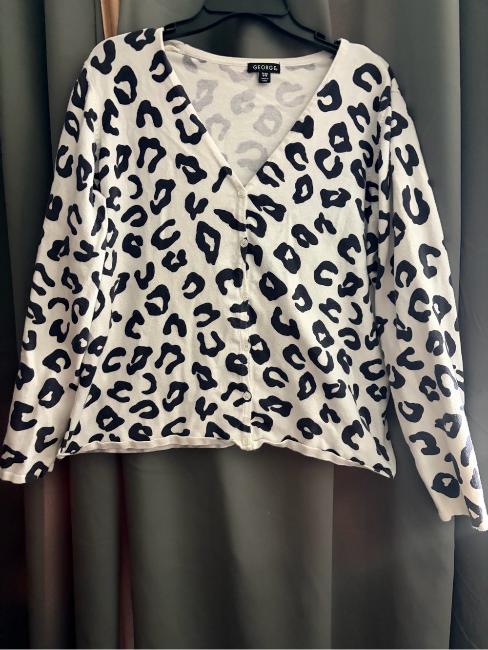 George Black and White Leopard Print V-Neck Cardigan